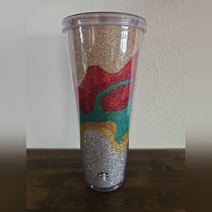 Starbucks 2018 Holiday Christmas Glitter Wave Swirl Venti 24 oz Tumbler